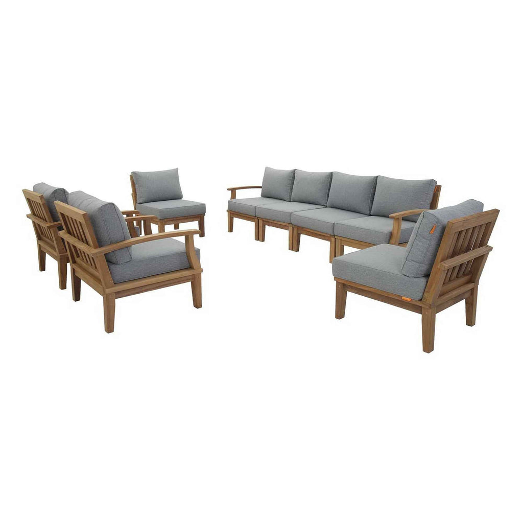 8-Piece Outdoor Teak Sectional Set – Marina Collection Patio Furniture with Cushions