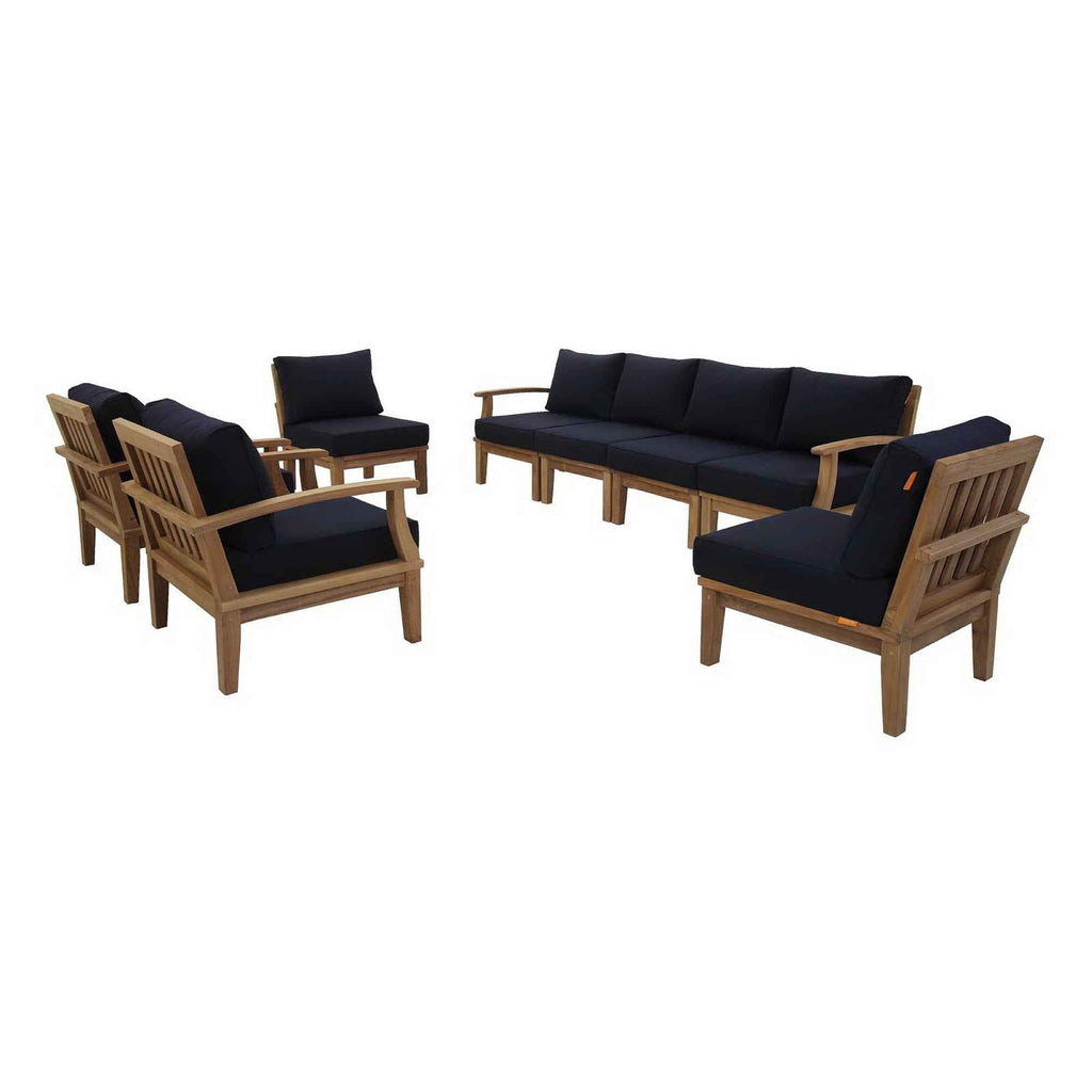 8-Piece Outdoor Teak Sectional Set – Marina Collection Patio Furniture with Cushions