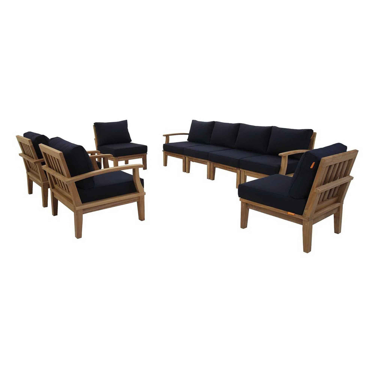 8-Piece Outdoor Teak Sectional Set – Marina Collection Patio Furniture with Cushions