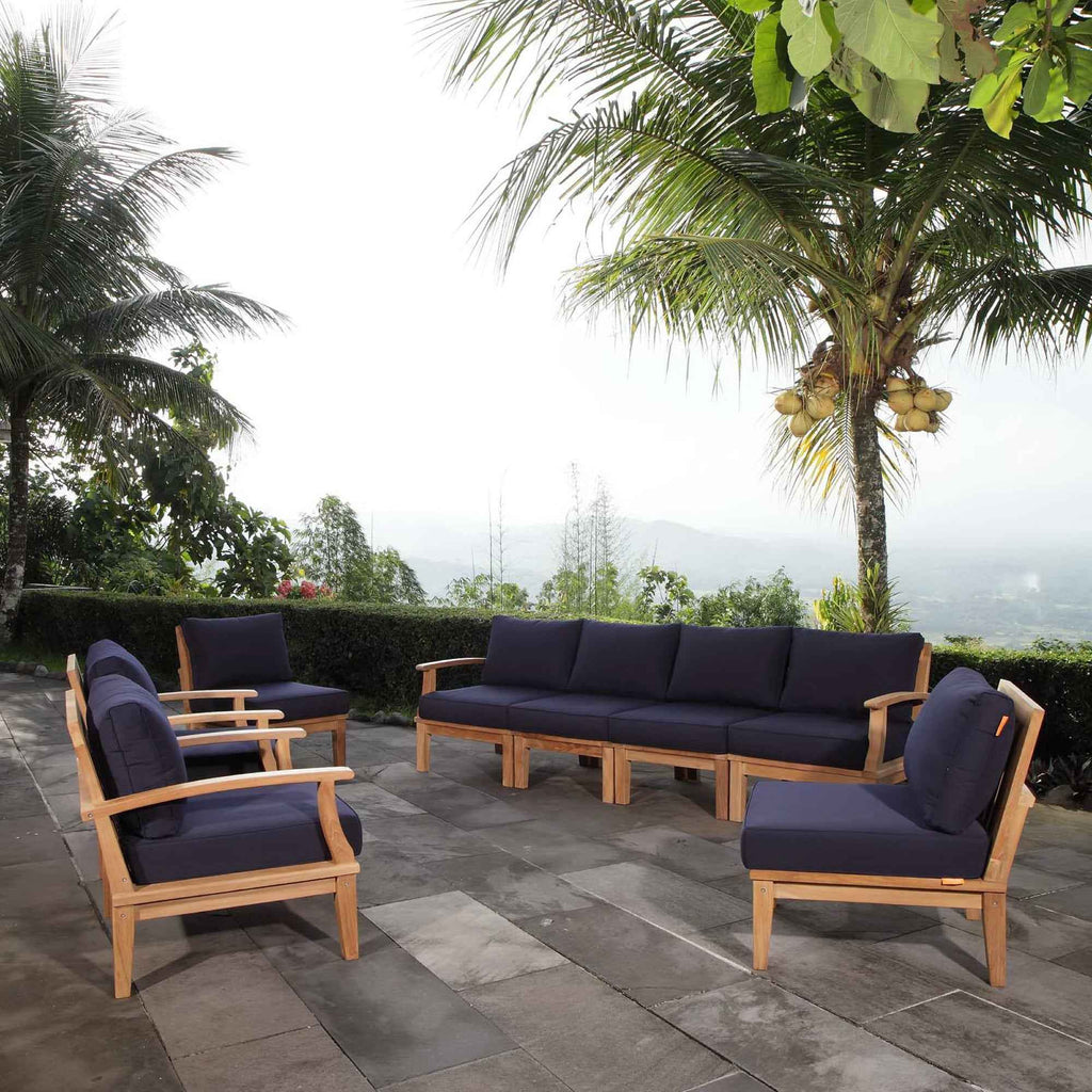 8-Piece Outdoor Teak Sectional Set – Marina Collection Patio Furniture with Cushions