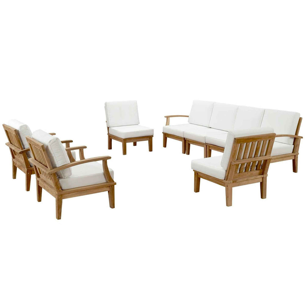 8-Piece Outdoor Teak Sectional Set – Marina Collection Patio Furniture with Cushions