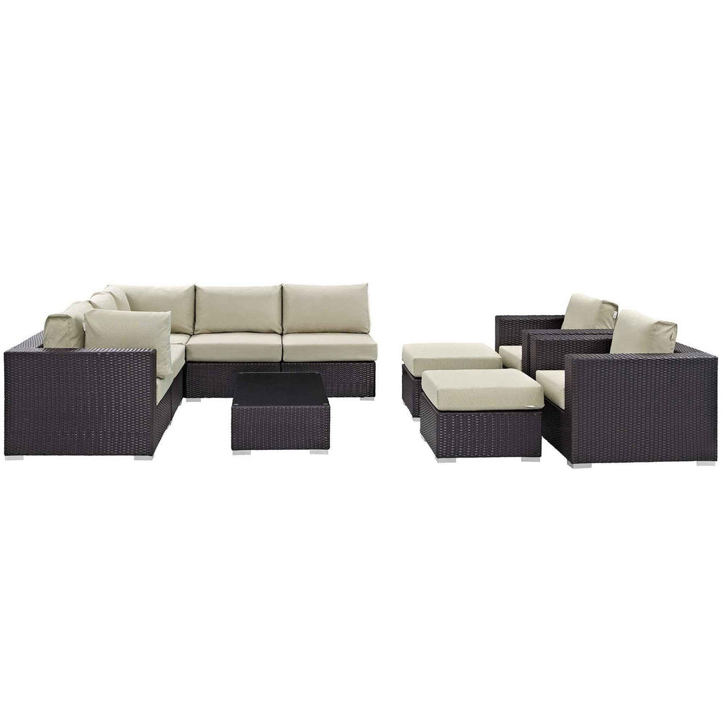 10-Piece Outdoor Sectional Lounge Set – Convene Collection Patio Furniture for Large Patios