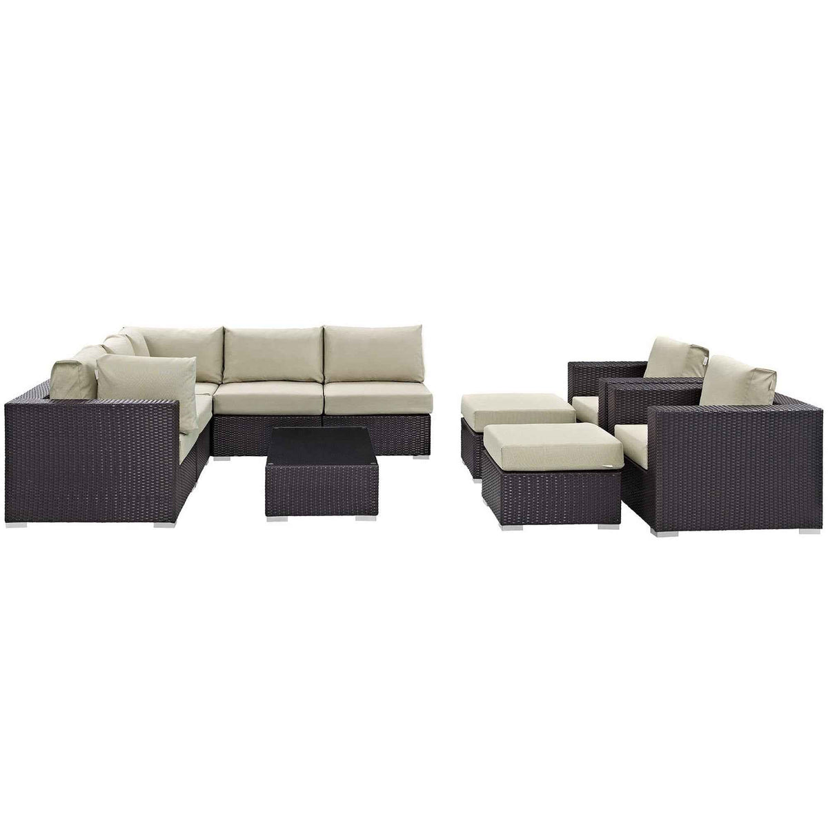10-Piece Outdoor Sectional Lounge Set – Convene Collection Patio Furniture for Large Patios