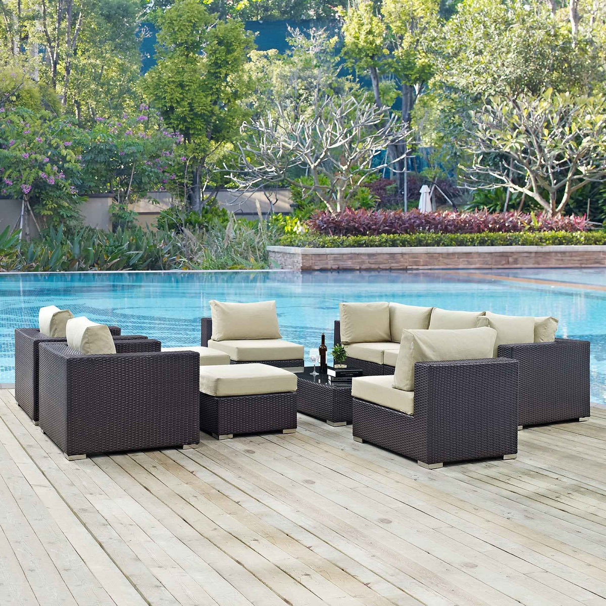 10-Piece Outdoor Sectional Lounge Set – Convene Collection Patio Furniture for Large Patios