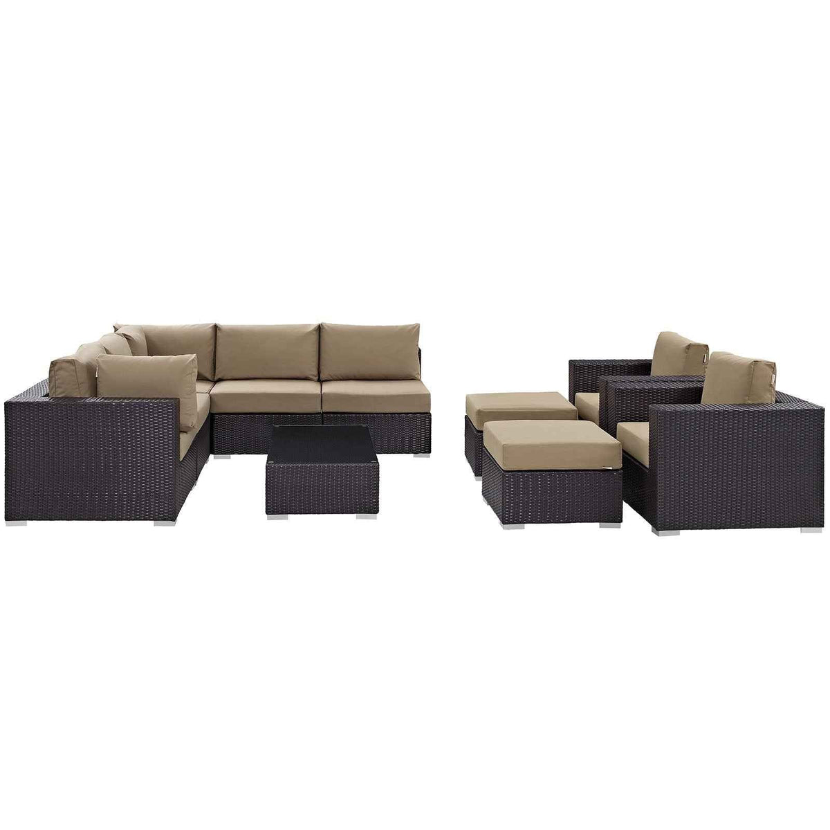 10-Piece Outdoor Sectional Lounge Set – Convene Collection Patio Furniture for Large Patios