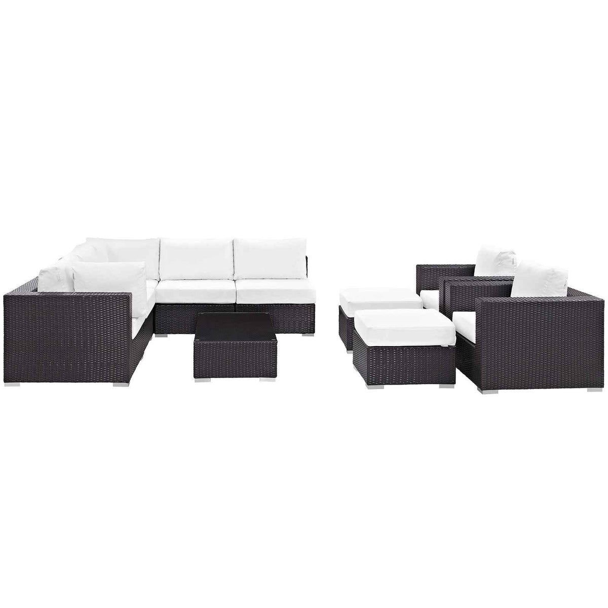 10-Piece Outdoor Sectional Lounge Set – Convene Collection Patio Furniture for Large Patios