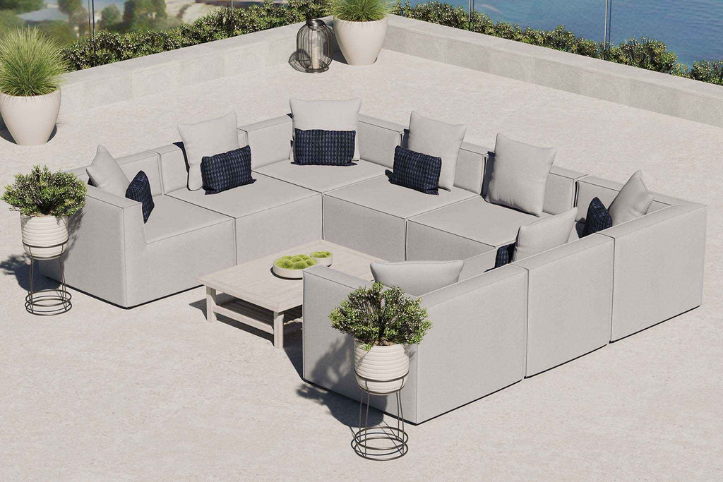 8-Piece Outdoor Upholstered Sectional Sofa Set – Saybrook Collection Patio Furniture