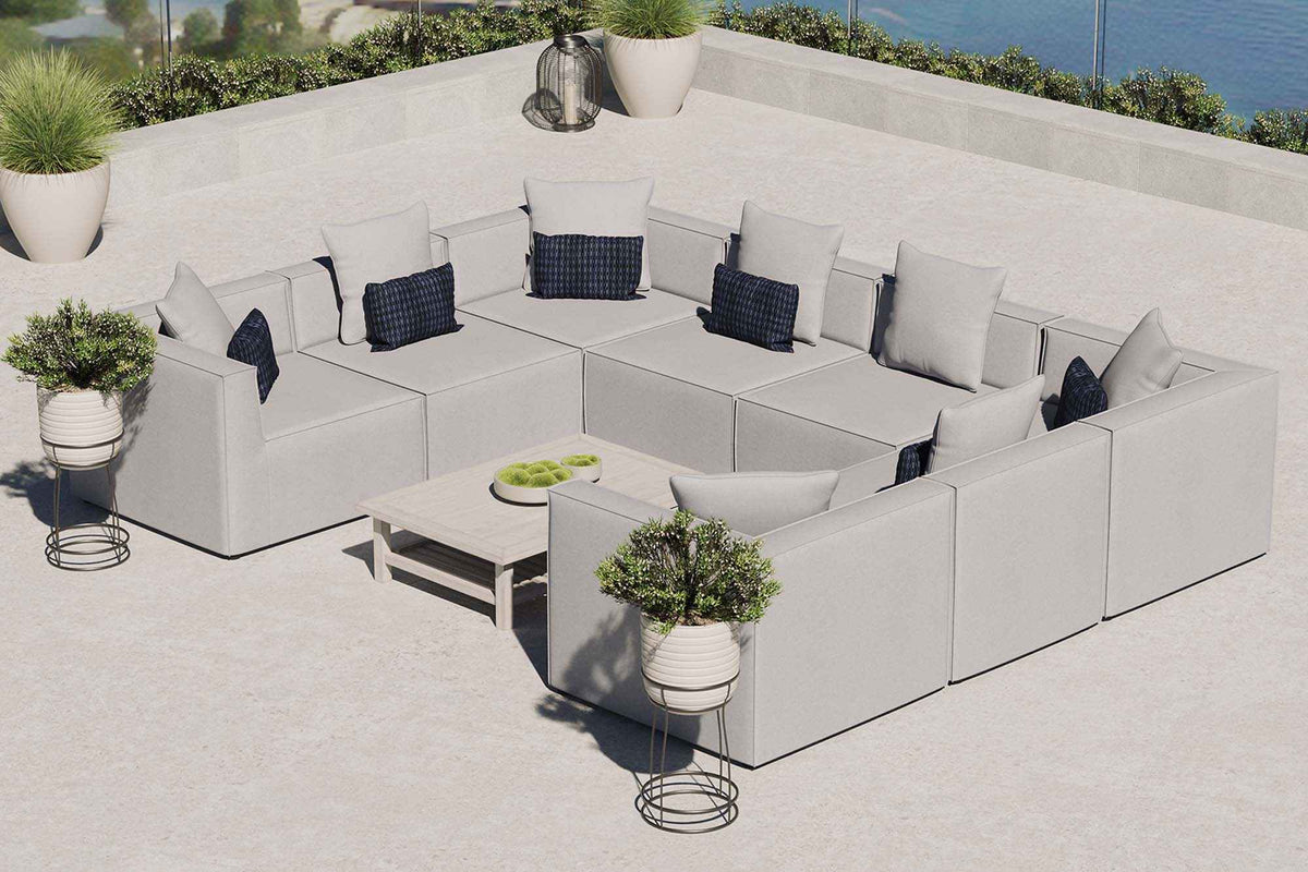 8-Piece Outdoor Upholstered Sectional Sofa Set – Saybrook Collection Patio Furniture