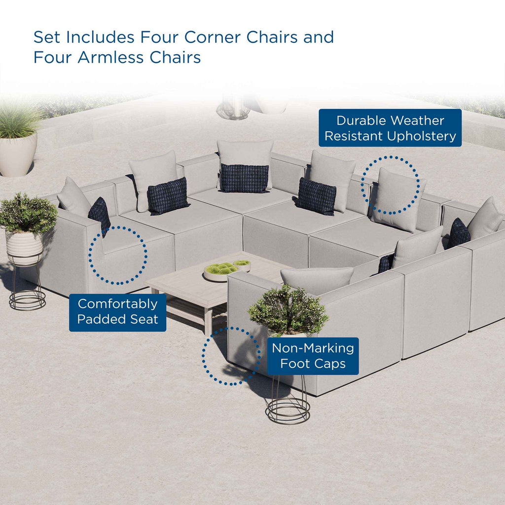 8-Piece Outdoor Upholstered Sectional Sofa Set – Saybrook Collection Patio Furniture