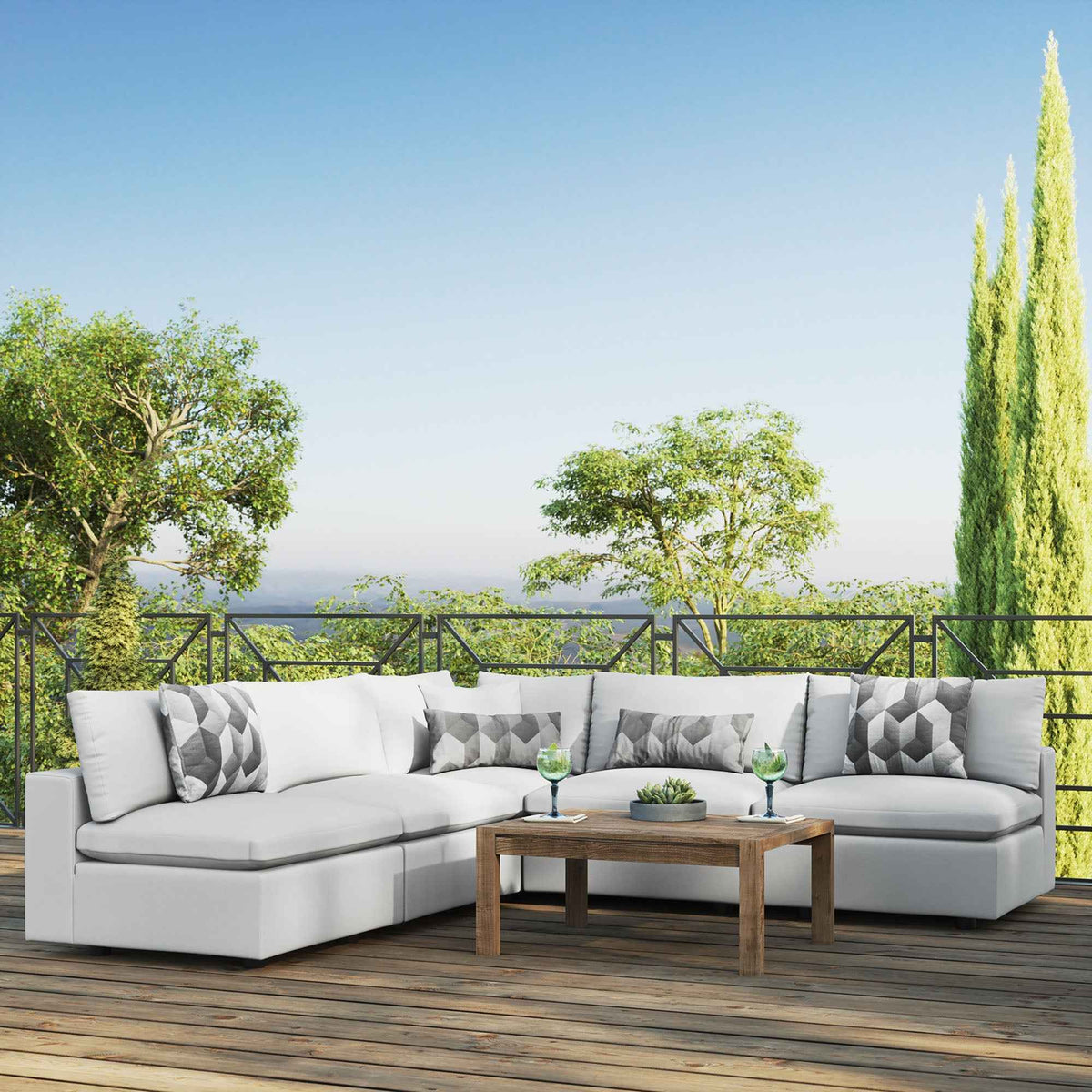 5-Piece Outdoor Sectional Sofa Set – Modern Patio Furniture for Decks & Backyards