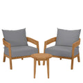 3-Piece Outdoor Teak Patio Set in Grey – Brisbane Collection Modern Bistro Furniture