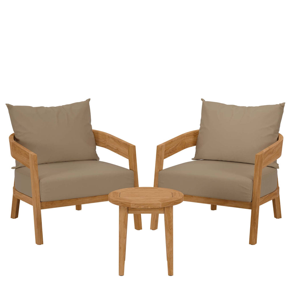 3-Piece Outdoor Teak Patio Set – Brisbane Collection Bistro Table & Chairs for Small Patios