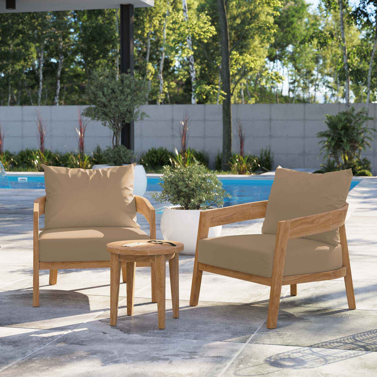 3-Piece Outdoor Teak Patio Set – Brisbane Collection Bistro Table & Chairs for Small Patios