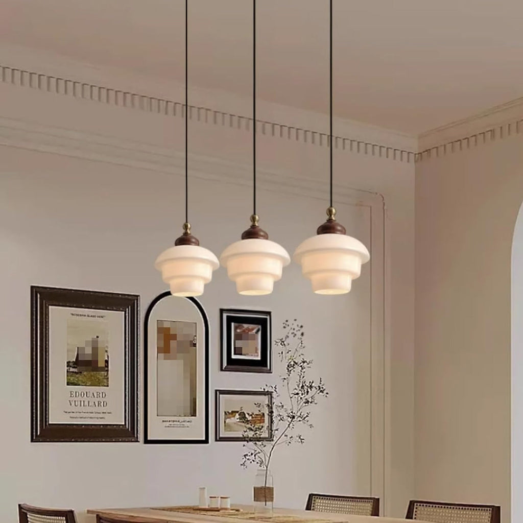 Nordic Cream White Glass Pendant Lights – Minimalist Hanging Lights for Kitchen Island & Dining Room