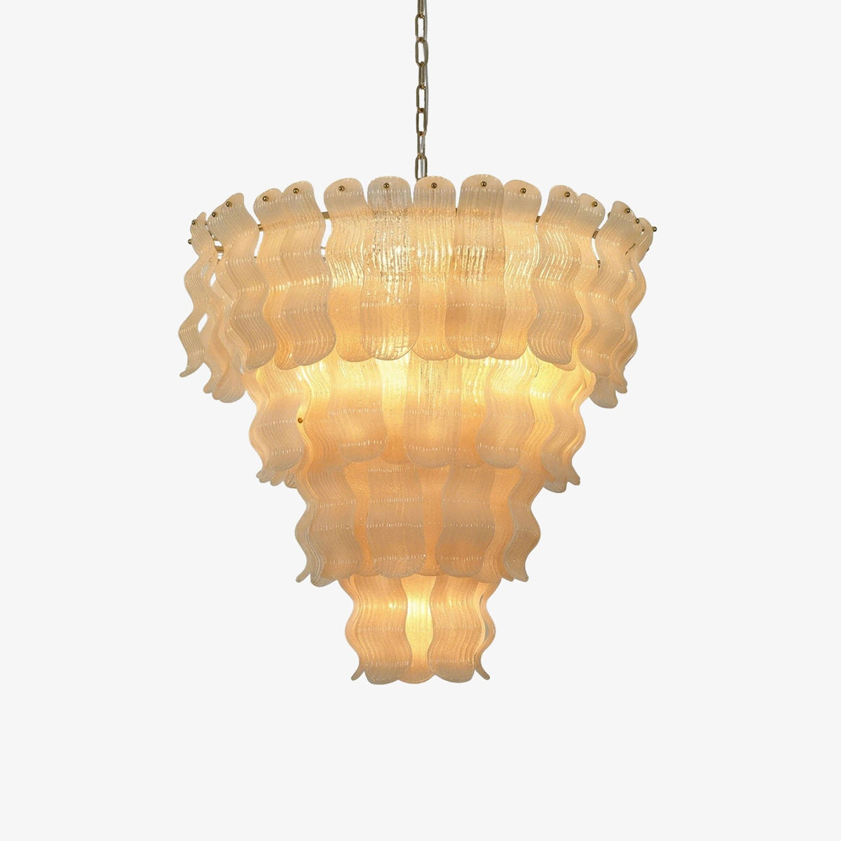 Frosted Wave Layered Glass Chandelier – Modern Sculptural Ceiling Light for Dining Room & Foyer