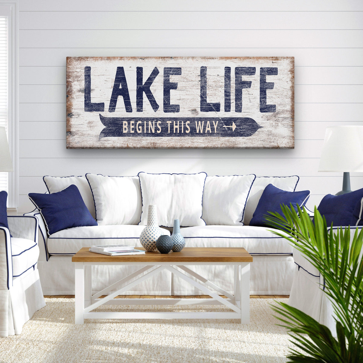 Personalized Lake Life Sign – Custom Name Canvas Wall Art for Lake House Decor