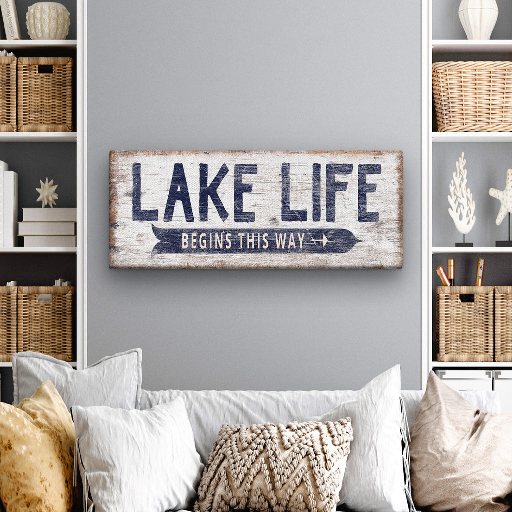 Personalized Lake Life Sign – Custom Name Canvas Wall Art for Lake House Decor