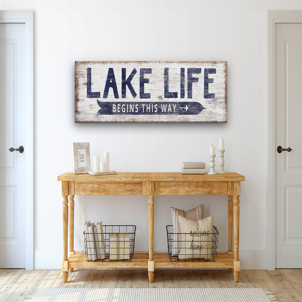Personalized Lake Life Sign – Custom Name Canvas Wall Art for Lake House Decor