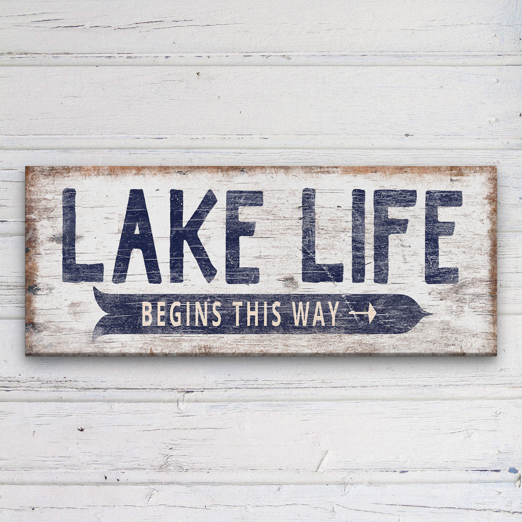 Personalized Lake Life Sign – Custom Name Canvas Wall Art for Lake House Decor