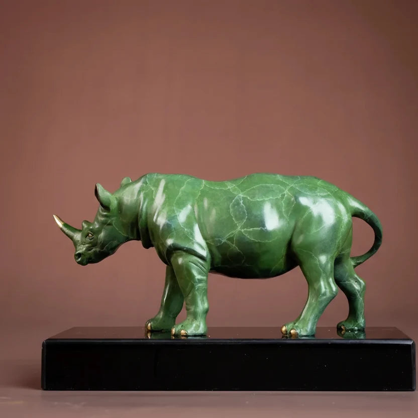 Luxury Green Rhinoceros Statue – Decorative Animal Sculpture for Home & Office Decor