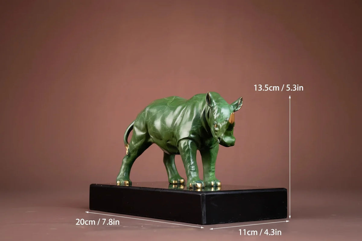 Luxury Green Rhinoceros Statue – Decorative Animal Sculpture for Home & Office Decor