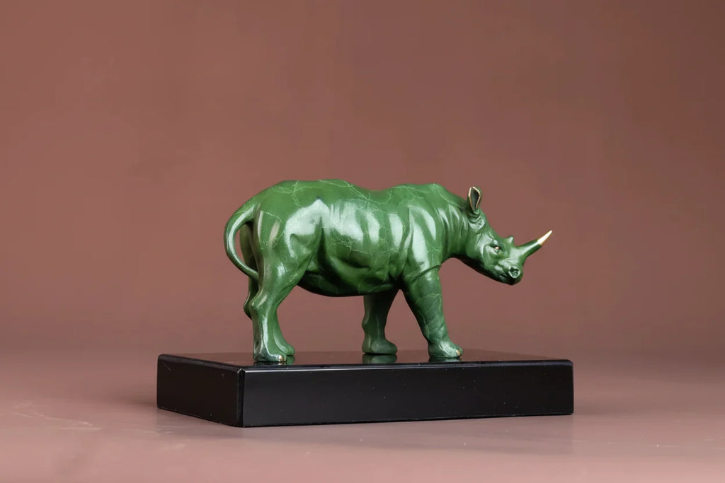Luxury Green Rhinoceros Statue – Decorative Animal Sculpture for Home & Office Decor