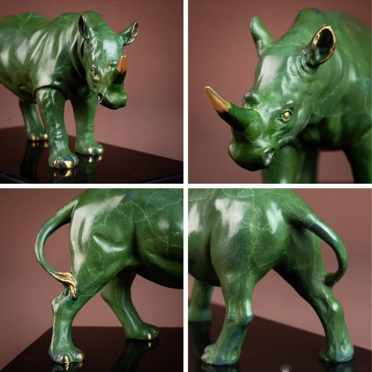 Luxury Green Rhinoceros Statue – Decorative Animal Sculpture for Home & Office Decor