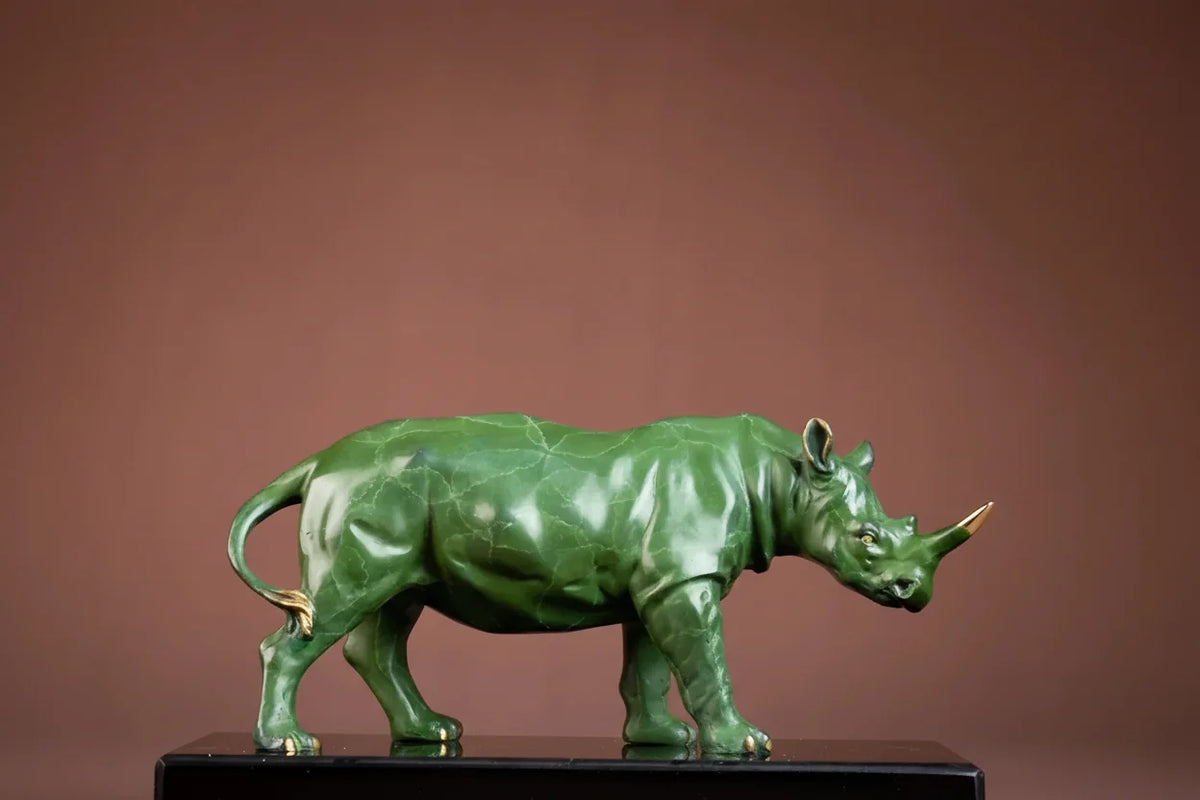 Luxury Green Rhinoceros Statue – Decorative Animal Sculpture for Home & Office Decor