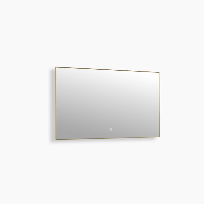 Brushed Gold LED Bathroom Mirror – Backlit, Anti-Fog & Dimmable Vanity Wall Mirror