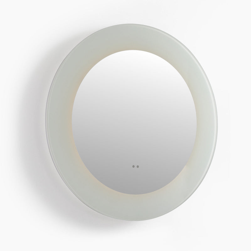 Round LED Bathroom Mirror – Acrylic Frame, 3-Color Dimmable, Anti-Fog Wall Vanity Mirror