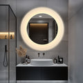 Round LED Bathroom Mirror – Acrylic Frame, 3-Color Dimmable, Anti-Fog Wall Vanity Mirror