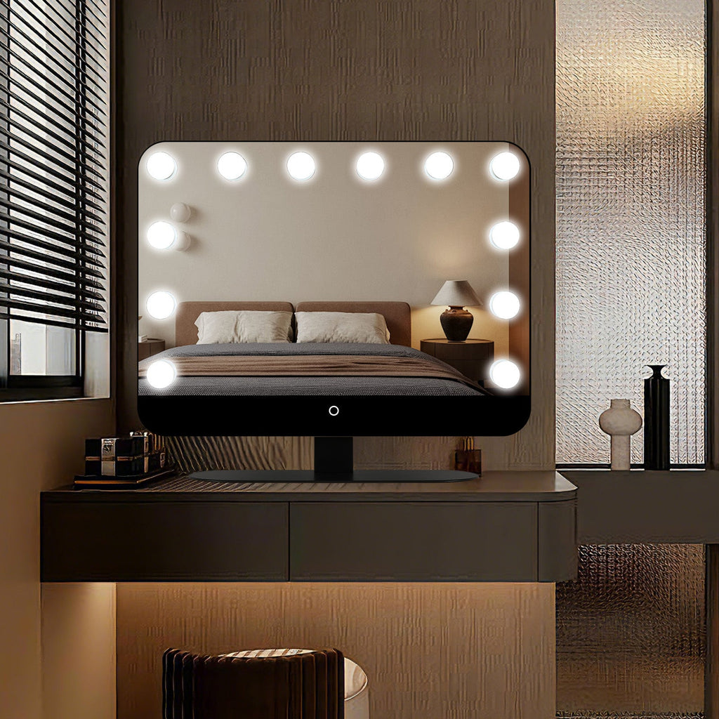 Hollywood Vanity Mirror with Lights – LED Tabletop Mirror with 12 Dimmable Bulbs, Aluminum Frame