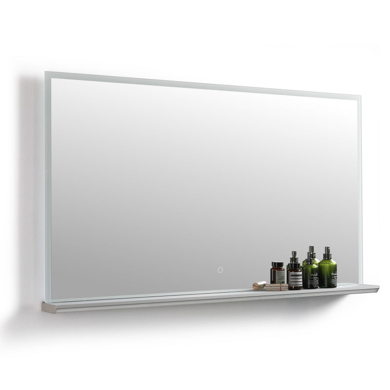 LED Bathroom Mirror with Shelf & Anti-Fog – 28x48 Dimmable Vanity Mirror, 3 Color Lighting