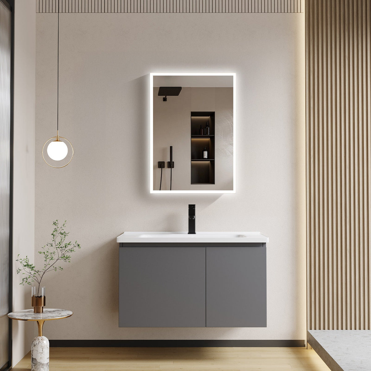 LED Bathroom Medicine Cabinet with Mirror & Anti-Fog – Matte White Aluminum Cabinet with IR Sensor