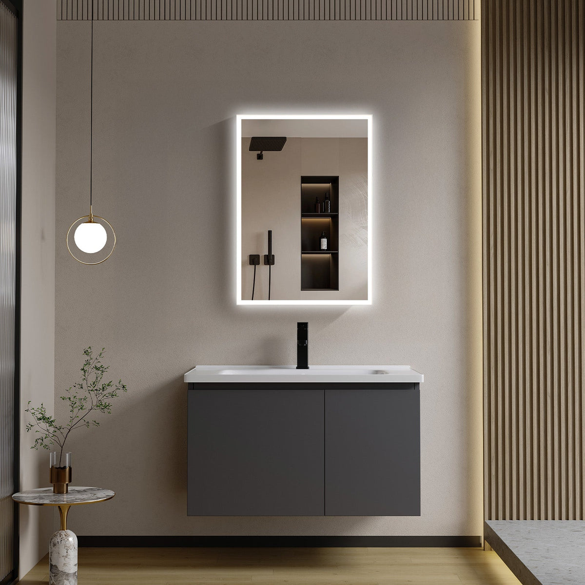 LED Bathroom Medicine Cabinet with Mirror & Anti-Fog – Matte White Aluminum Cabinet with IR Sensor