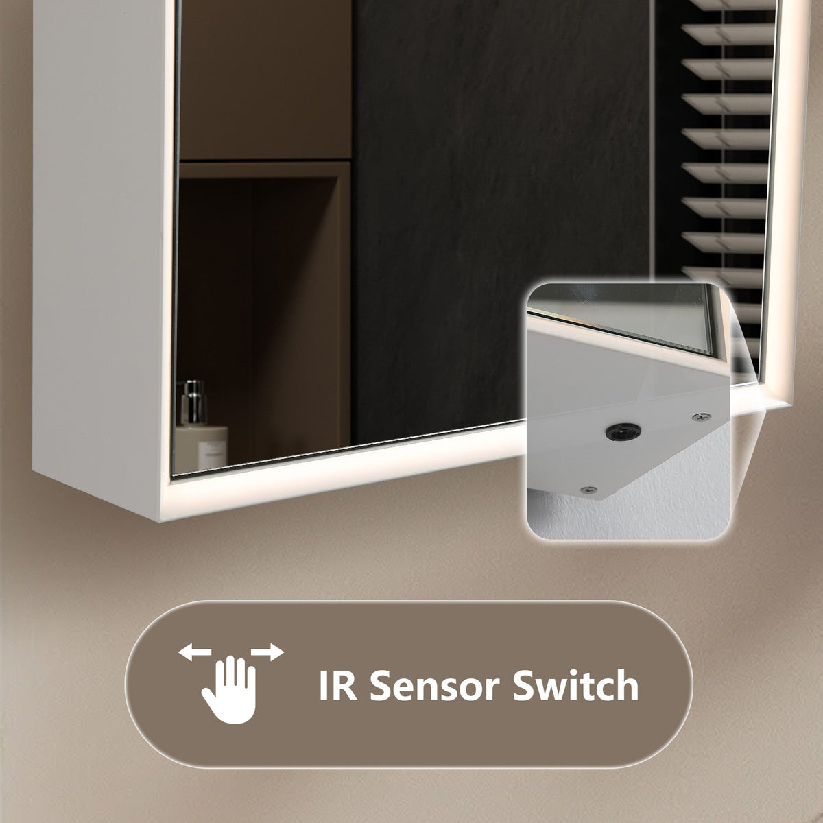 LED Bathroom Medicine Cabinet with Mirror & Anti-Fog – Matte White Aluminum Cabinet with IR Sensor