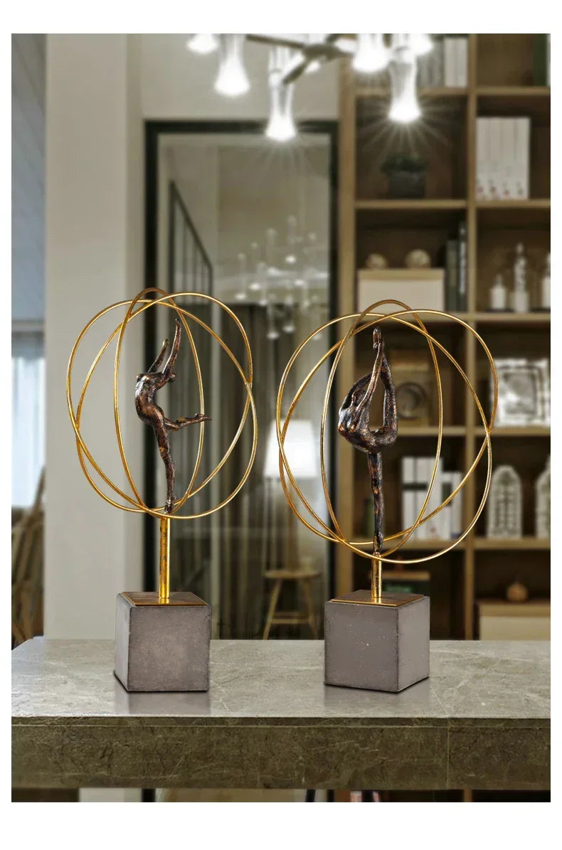 Modern Bronze Gymnast Statue – Abstract Figure Sculpture for Home & Office Decor