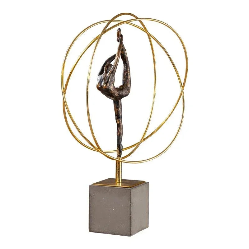 Modern Bronze Gymnast Statue – Abstract Figure Sculpture for Home & Office Decor