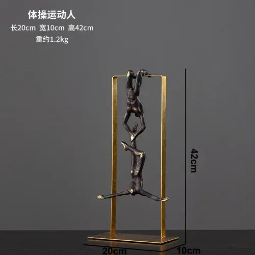 Modern Bronze Gymnast Statue – Abstract Figure Sculpture for Home & Office Decor