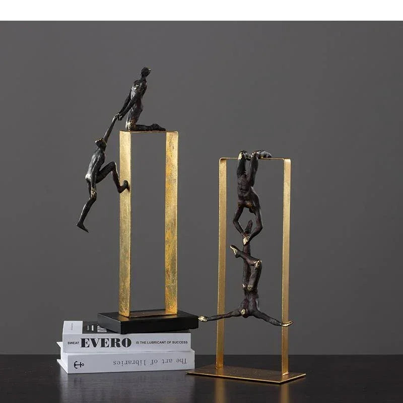 Modern Bronze Gymnast Statue – Abstract Figure Sculpture for Home & Office Decor