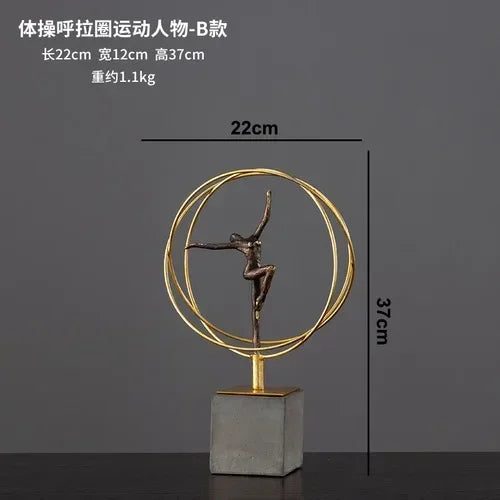 Modern Bronze Gymnast Statue – Abstract Figure Sculpture for Home & Office Decor