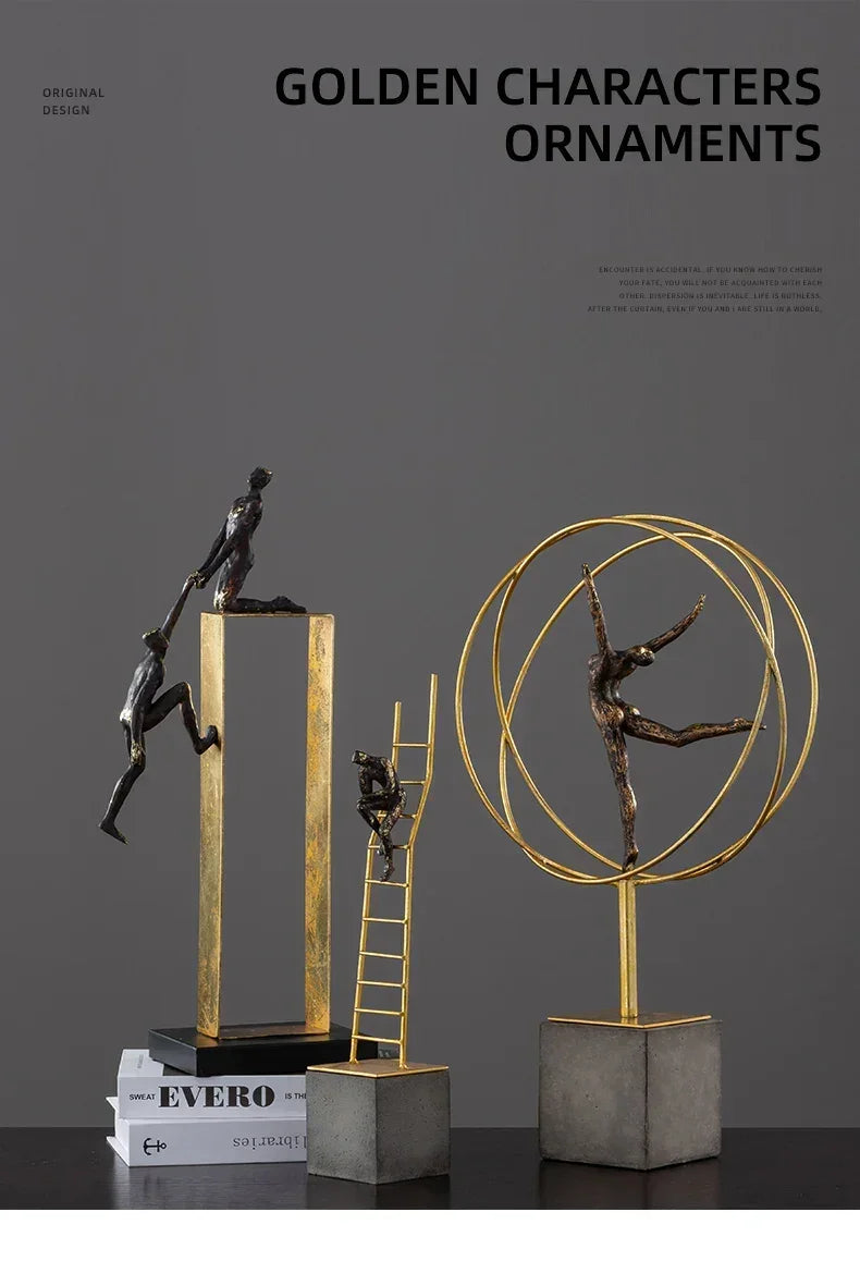 Modern Bronze Gymnast Statue – Abstract Figure Sculpture for Home & Office Decor