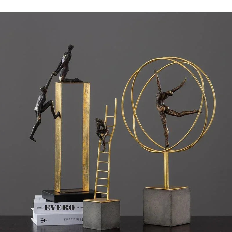 Modern Bronze Gymnast Statue – Abstract Figure Sculpture for Home & Office Decor