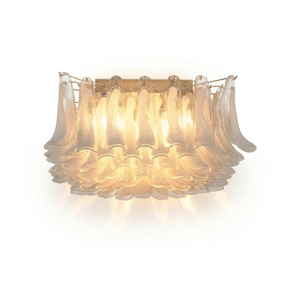 Murano Style Glass Petal Ceiling Light – Floral Flush Mount for Bedroom & Living Room