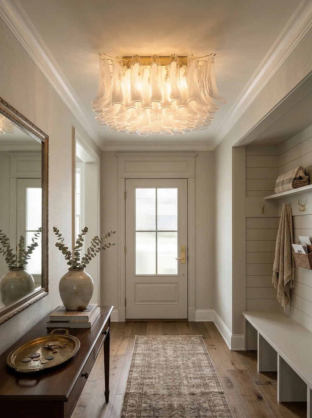 Murano Style Glass Petal Ceiling Light – Floral Flush Mount for Bedroom & Living Room