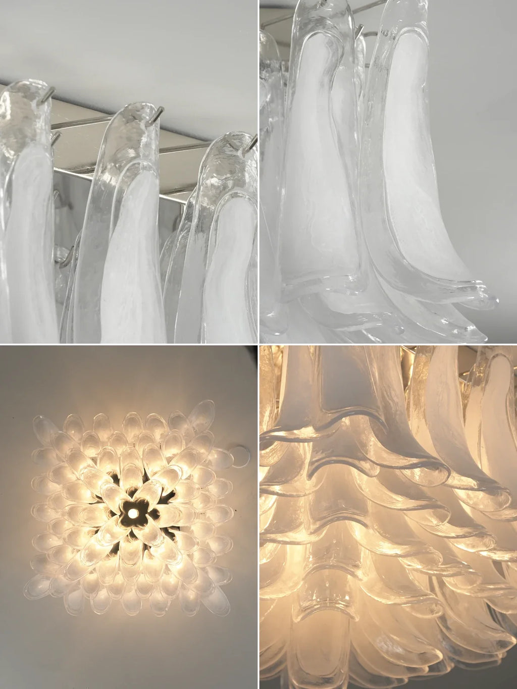Murano Style Glass Petal Ceiling Light – Floral Flush Mount for Bedroom & Living Room