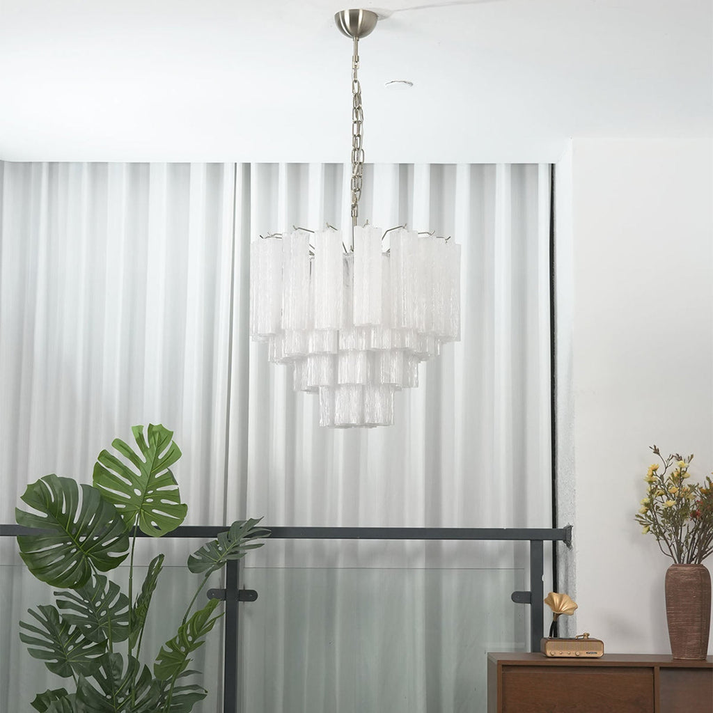 Murano Star-Shaped Glass Tube Chandelier – Artistic Sculptural Ceiling Light for Living Room