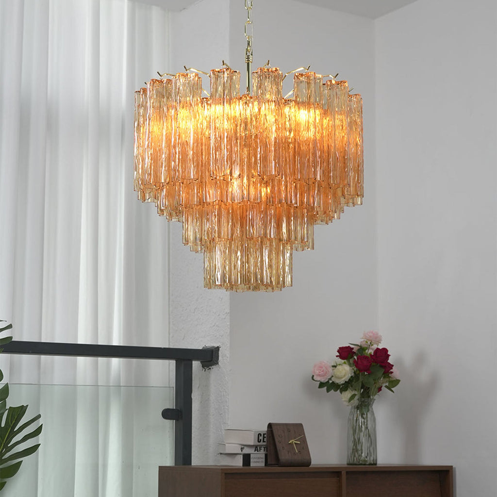 Murano Star-Shaped Glass Tube Chandelier – Artistic Sculptural Ceiling Light for Living Room