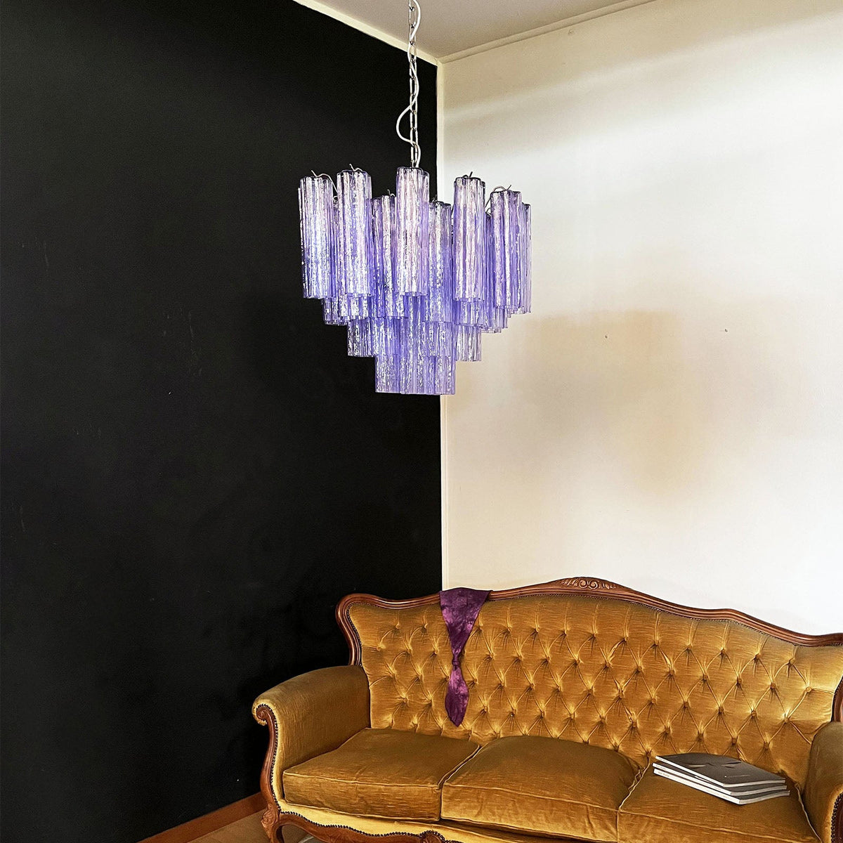 Murano Star-Shaped Glass Tube Chandelier – Artistic Sculptural Ceiling Light for Living Room