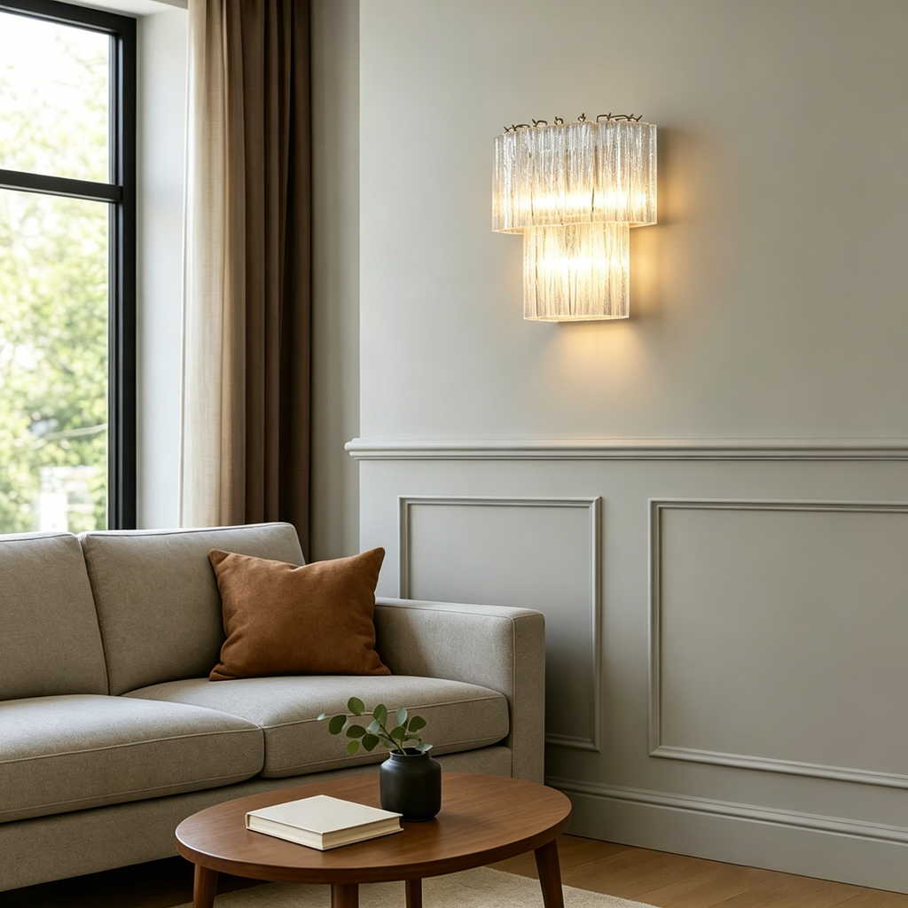 Murano Glass Tube Wall Lamp – Artistic Blown Glass Wall Light for Living Room & Bedroom